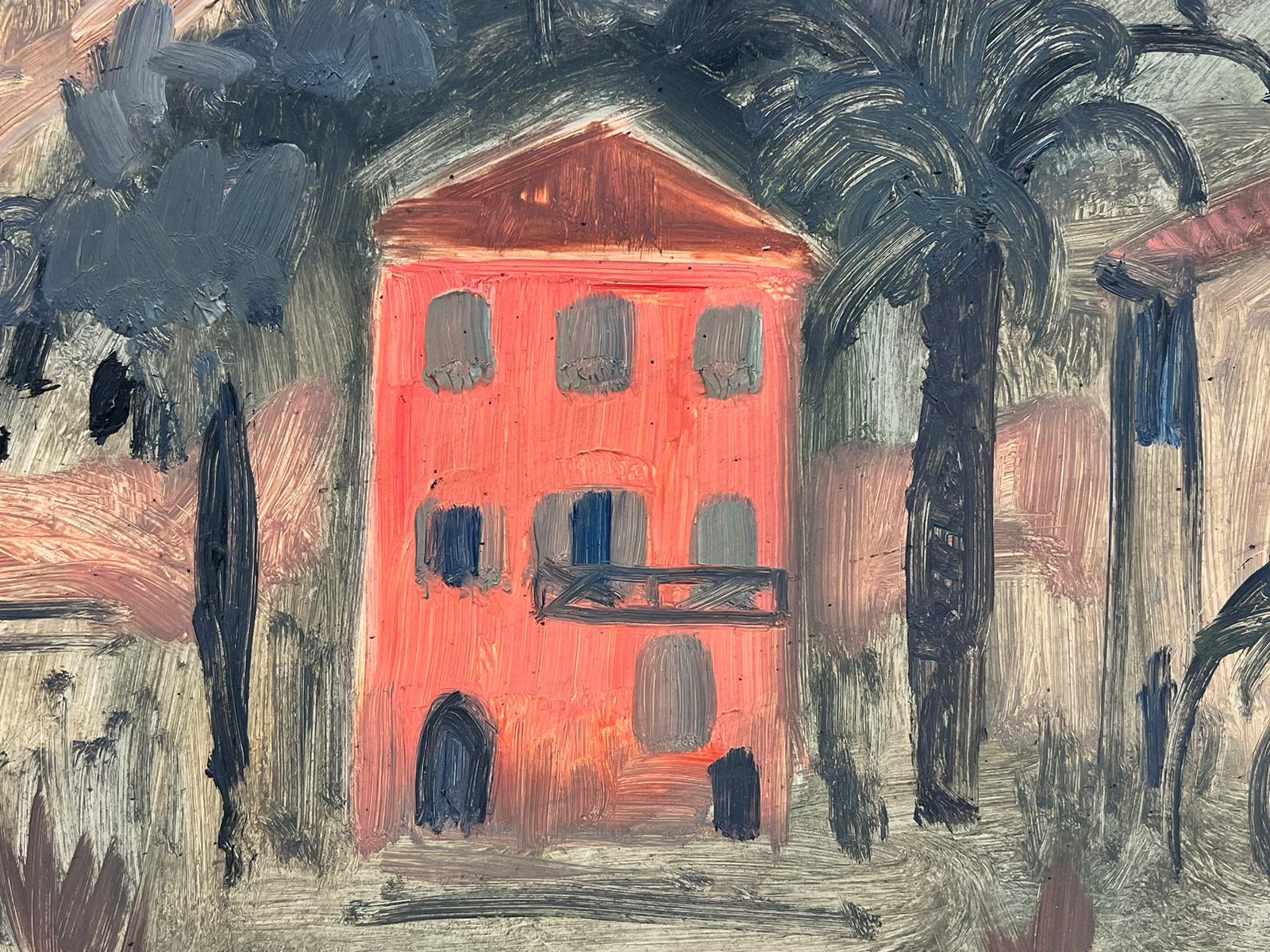 Follower of Matisse, 20th Century French Oil Pink House in South of France - Painting by French School