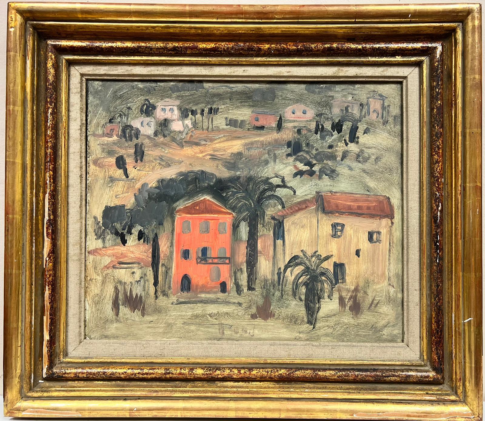 French School Landscape Painting - Follower of Matisse, 20th Century French Oil Pink House in South of France