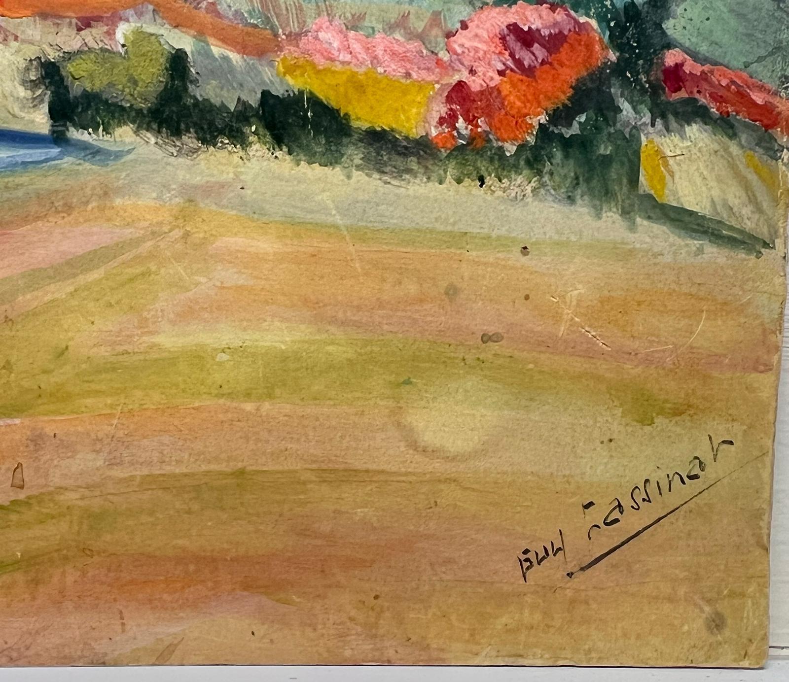 Expressionist Landscape 
signed gouache painting on artist paper
painting: 9.75 x 12.75 inches
provenance: private collection, England
condition: very good and sound condition

Description:
This vibrant expressionist landscape captures the beauty of