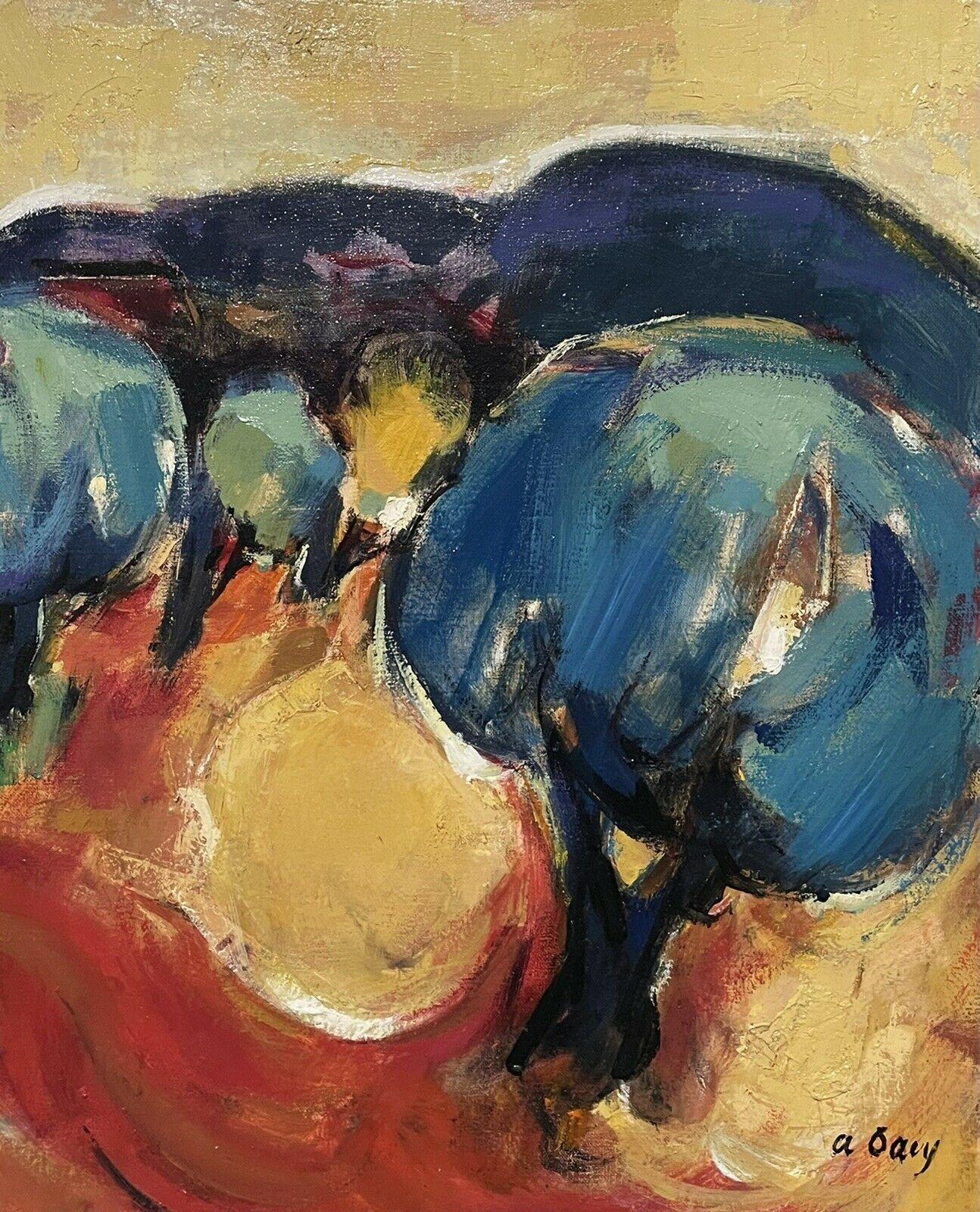 Grande peinture à l'huile signée par le moderniste français « Olive Trees in Manosque, Provence » - Marron Landscape Painting par Unknown