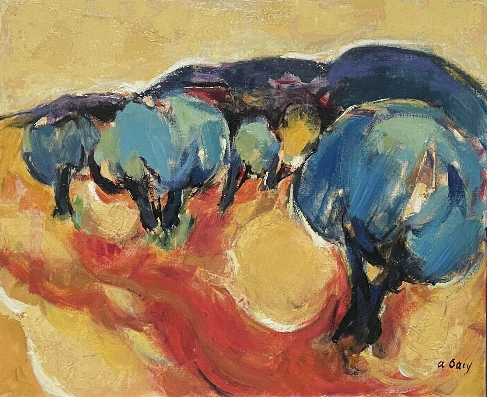 Landscape Painting Unknown - Grande peinture à l'huile signée par le moderniste français « Olive Trees in Manosque, Provence »