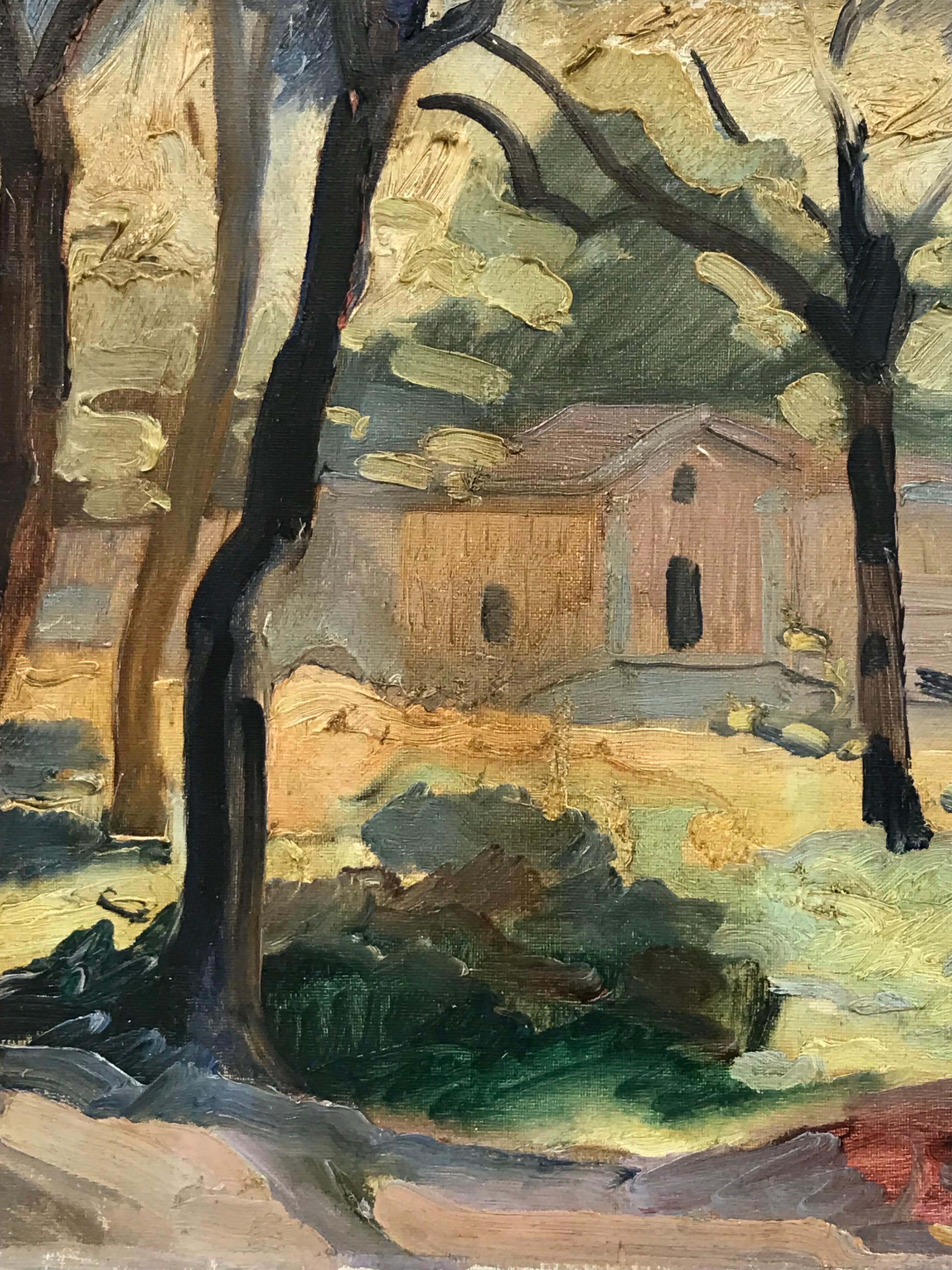 1930's French Fauvist Signed Oil Painting - The House in the Woods 1