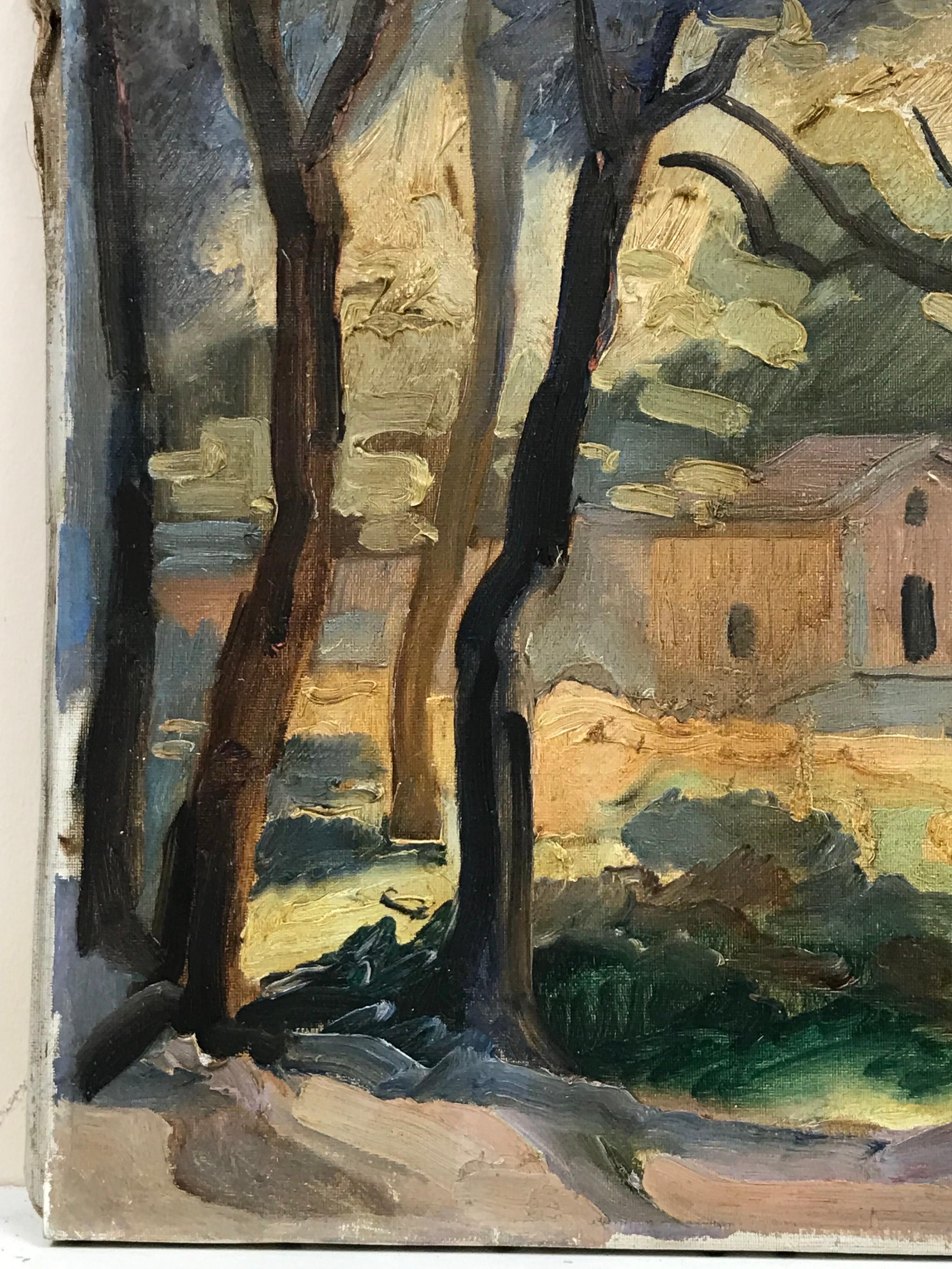 1930's French Fauvist Signed Oil Painting - The House in the Woods 2