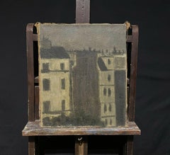 1930's French Oil Painting Moody Paris Street by Night, Fascinating Painting