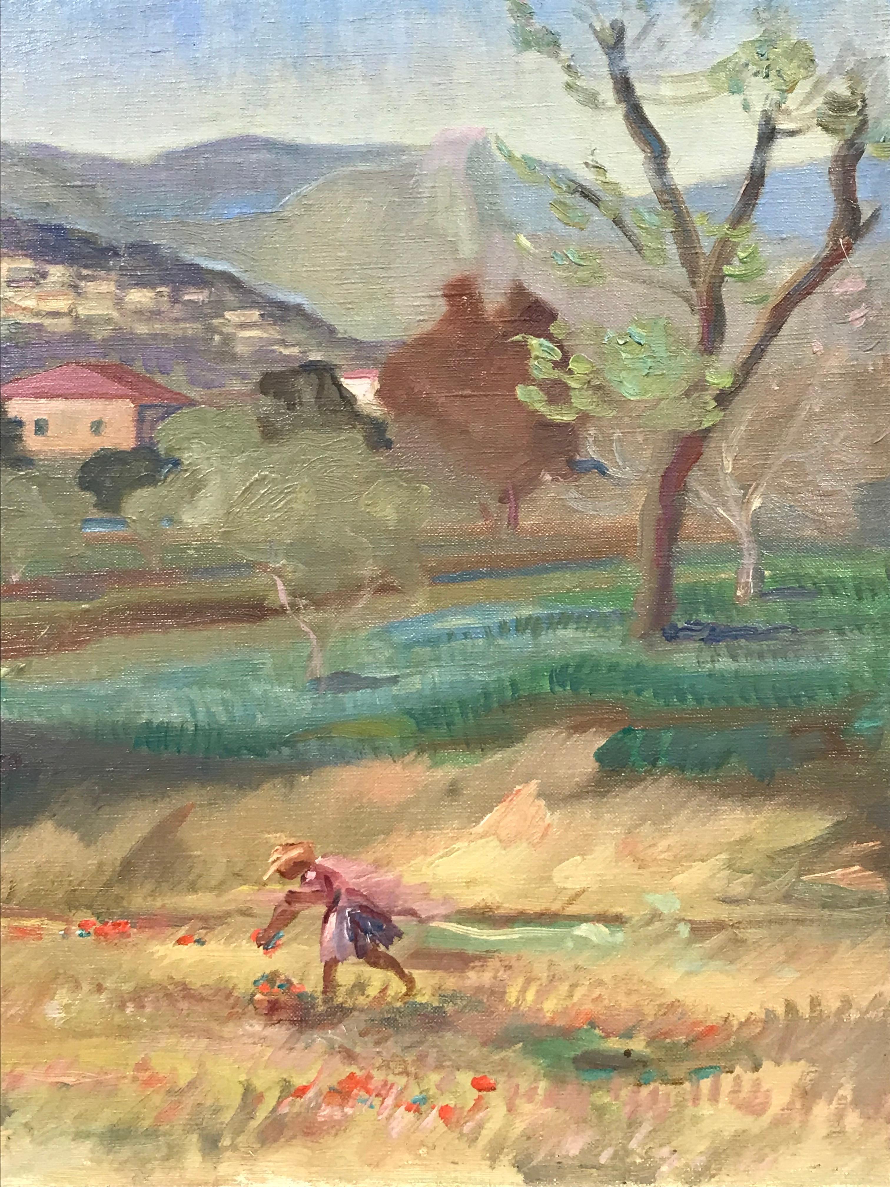 girl in poppy field painting