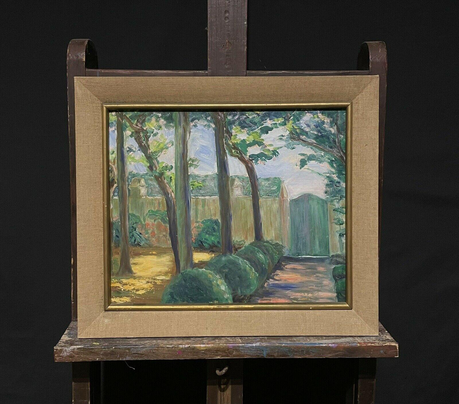 1930's Vintage French Oil, The Provencal Country House & Gardens - Painting by French School