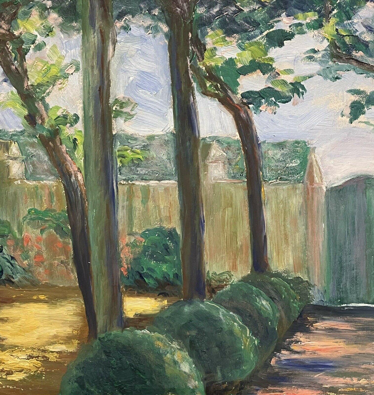 1930's Vintage French Oil, The Provencal Country House & Gardens (Grau), Landscape Painting, von French School