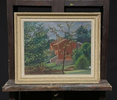 1950's French Oil Villa in Country Garden, Beautiful Greens & Ochre colors