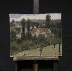 1950's French Post-Impressionist Signed Oil Village Houses in the Rhone Valley