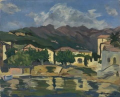 Peinture à l'huile post-impressionniste française des années 1960 - Peinture à l'huile du sud de la côte de la France - Mer