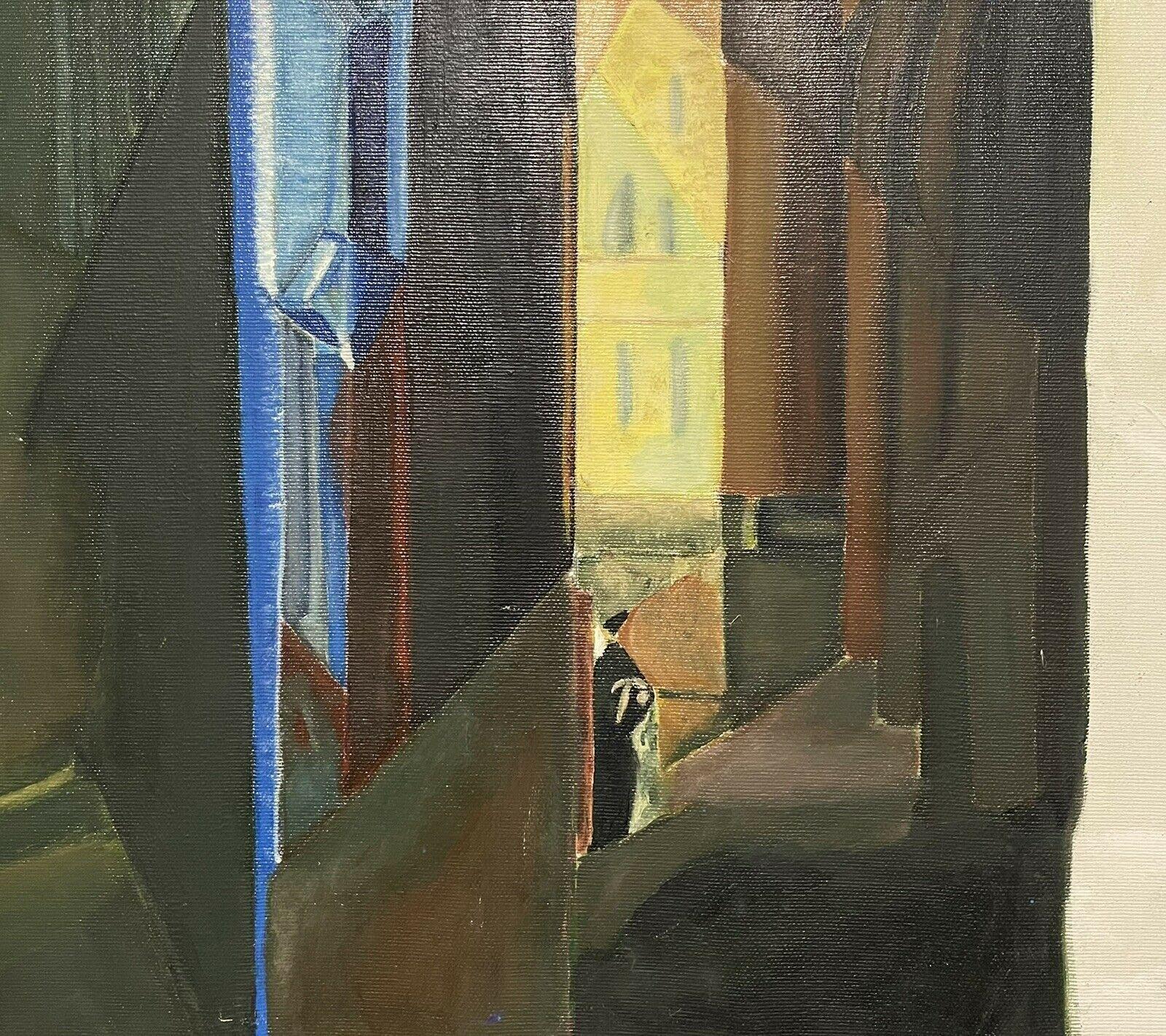 Französisches kubistisches Ölgemälde des 20. Jahrhunderts, Straßenansicht in der Nacht (Kubismus), Painting, von French School