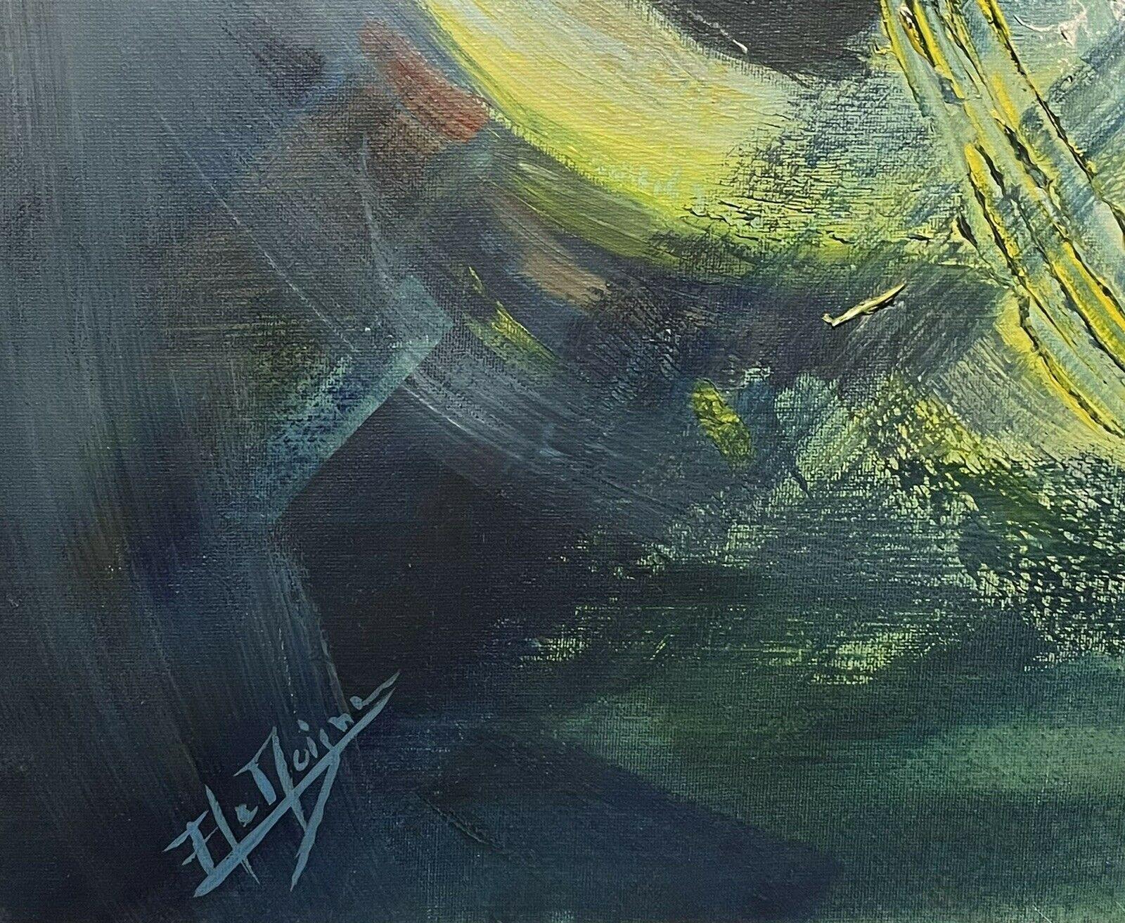 Abstraktes, signiertes Ölgemälde des französischen Expressionismus des 20. Jahrhunderts, gerahmt (Grau), Abstract Painting, von French School