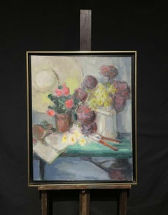 Beautiful French Impressionist Signed Oil - The Gardeners Table Still Life