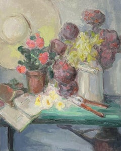 Beautiful French Impressionist Signed Oil - The Gardeners Table Still Life