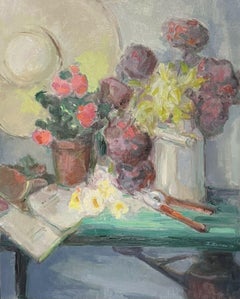 Französisches impressionistisches Ölgemälde, signiert, „The Gardeners Table Stillleben“ 