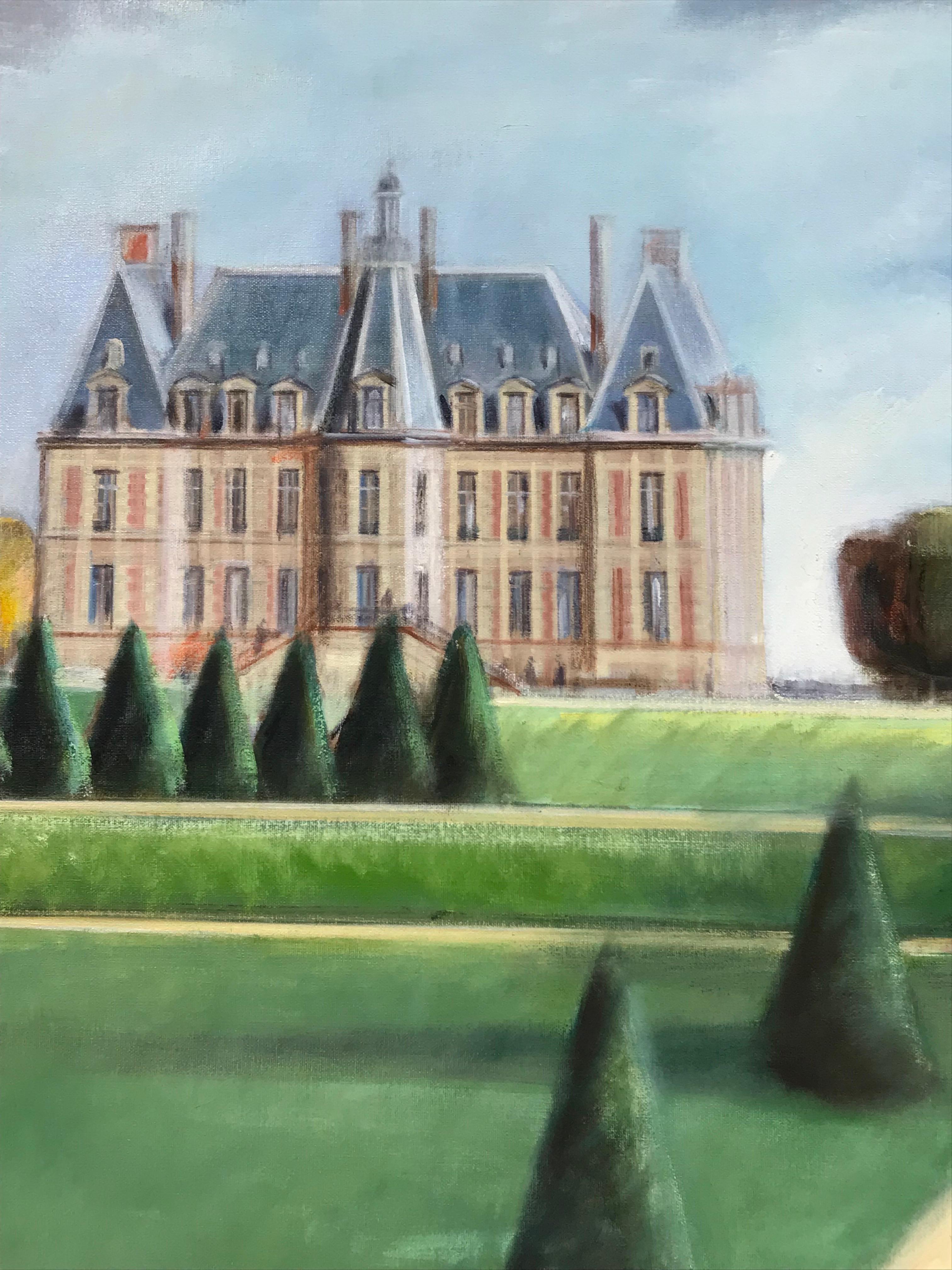 Chateau de Sceaux dans un parc, belle peinture à l'huile originale impressionniste française - Impressionnisme Painting par French School