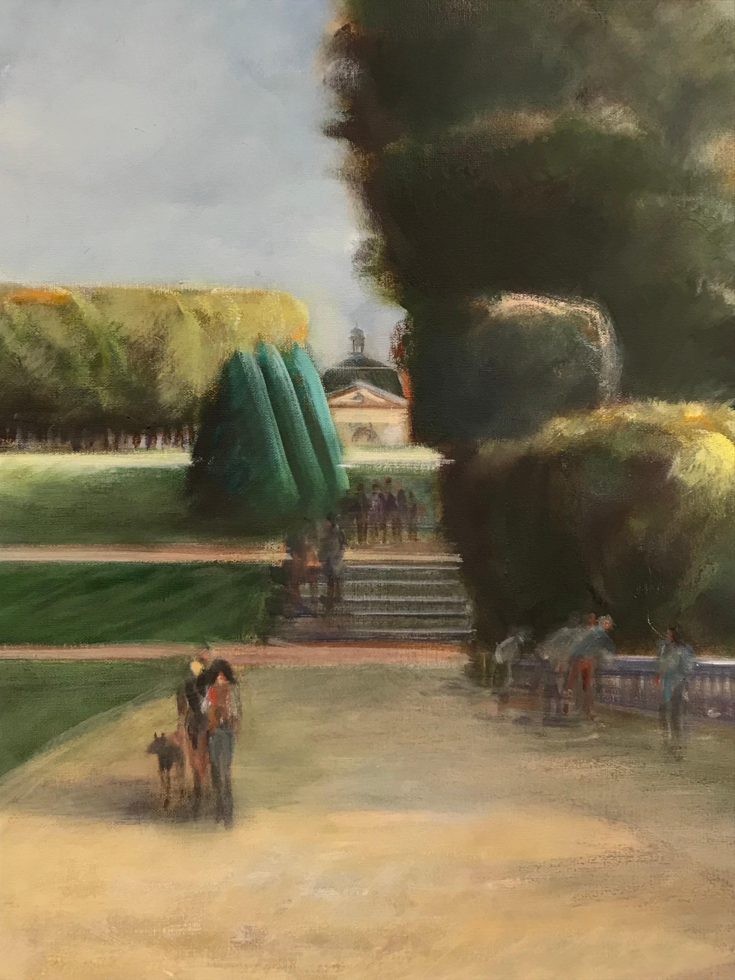 Chateau de Sceaux dans un parc, belle peinture à l'huile originale impressionniste française - Bleu Landscape Painting par French School