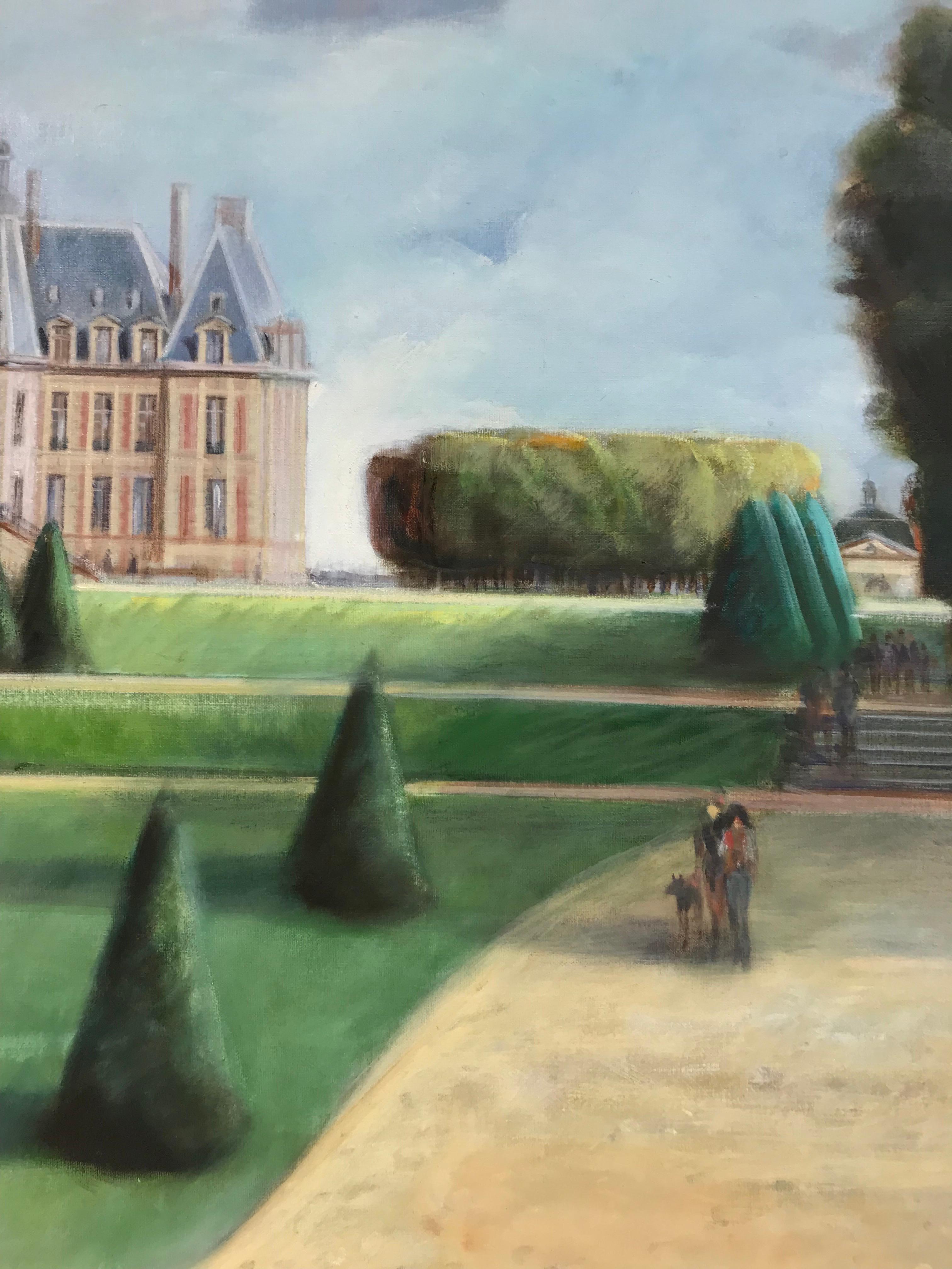 Chateau de Sceaux dans un parc, belle peinture à l'huile originale impressionniste française en vente 1
