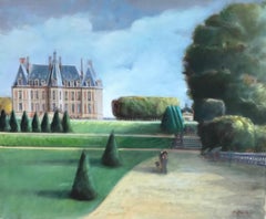 Chateau de Sceaux in Parkland, Fine French Impressionist Original Oil Painting