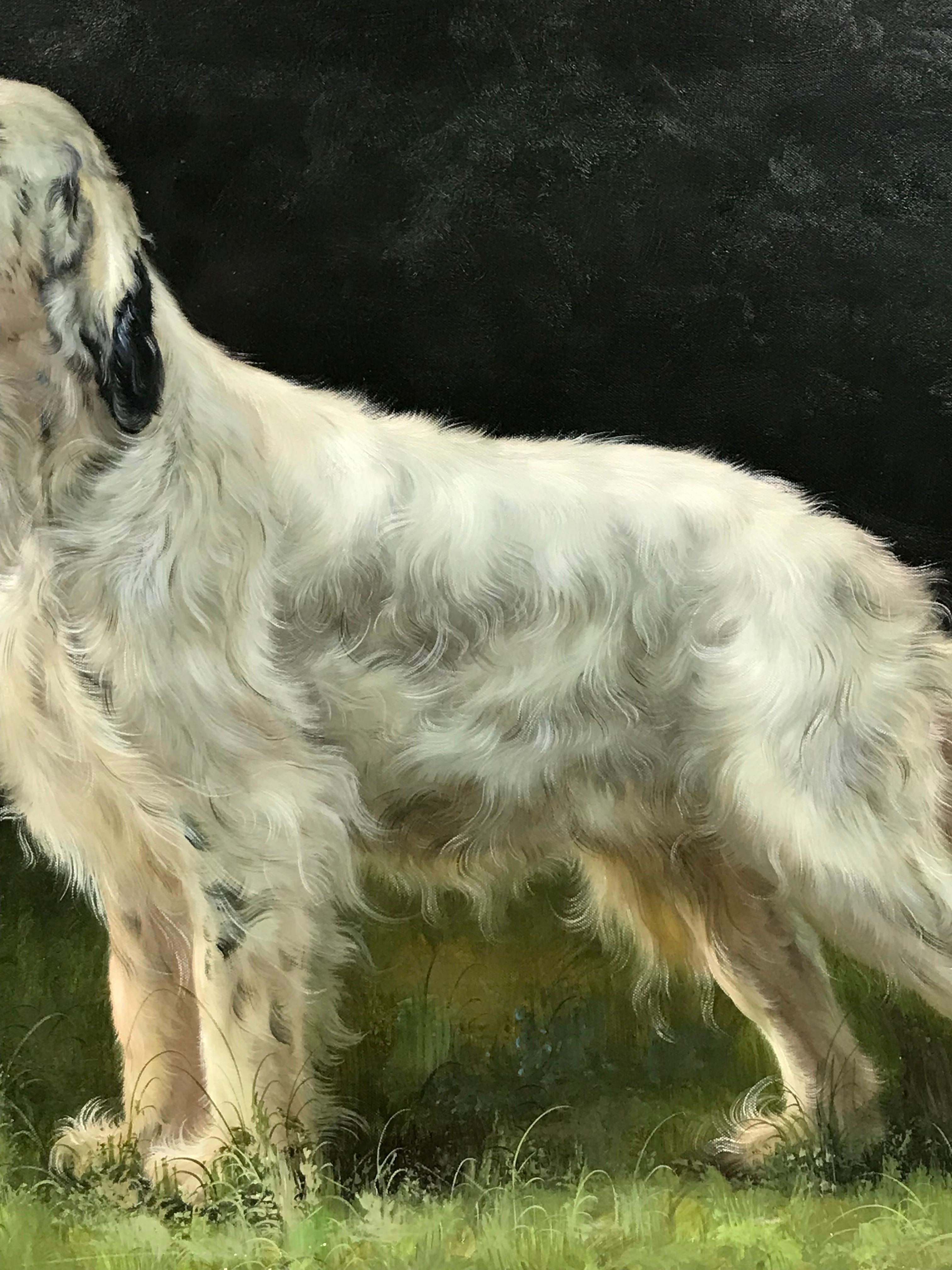 Artist/ School: French School, contemporary

Title: Setter (?) Dog in a Landscape

Medium: oil painting on canvas, unframed, signed

canvas: 20 x 24 inches

Provenance: private collection, France

Condition: The painting is in overall very good and