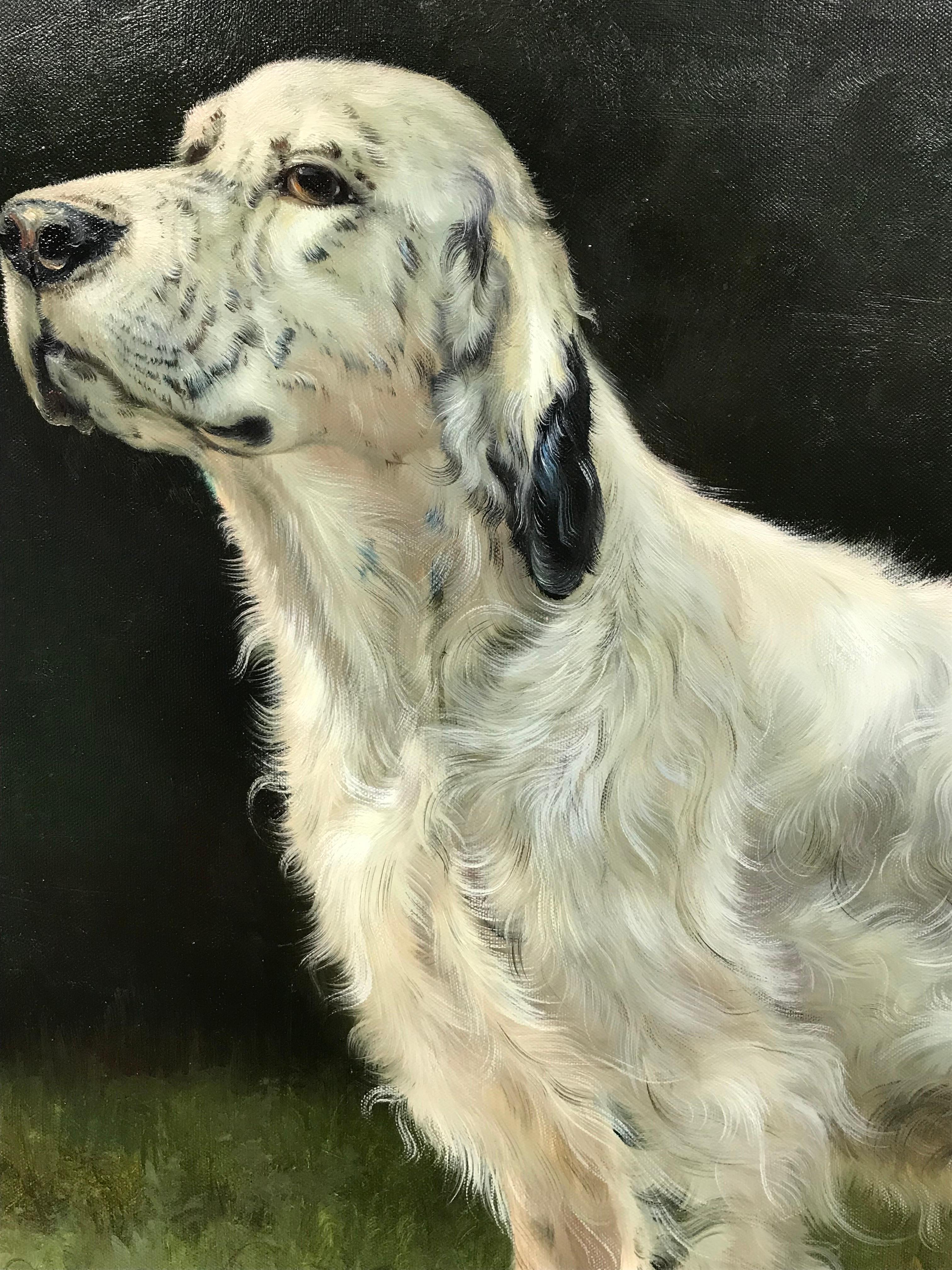 Fine Dog Portrait of a Setter standing in a Landscape, French School work For Sale 3