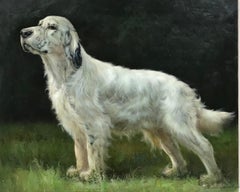 Fine Dog Portrait of a Setter standing in a Landscape, French School work