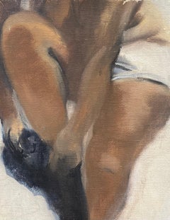 French Modernist Signed Oil Painting Nude Figure Dressing