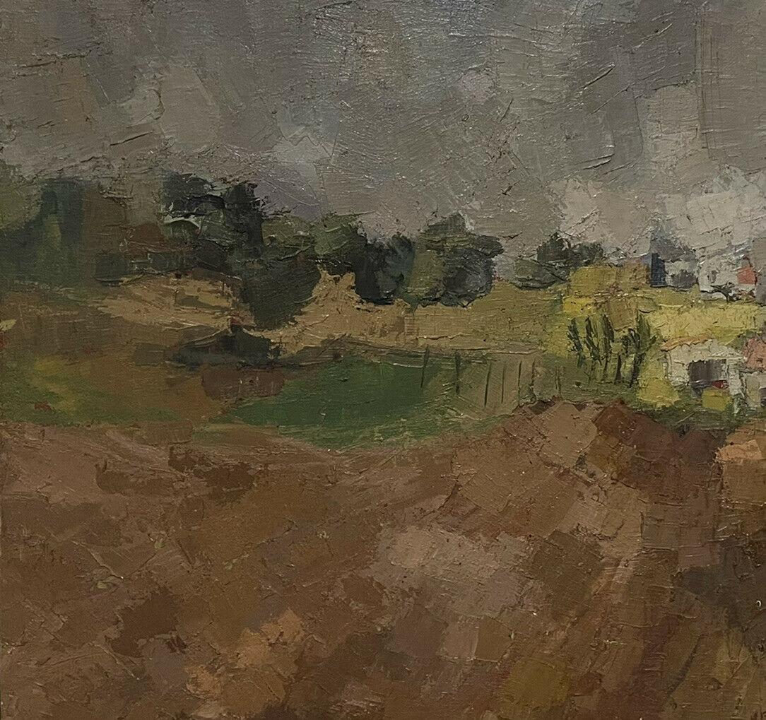Enorme pittura ad olio firmata, cubista francese degli anni '60, paesaggio atmosferico e lunatico 1