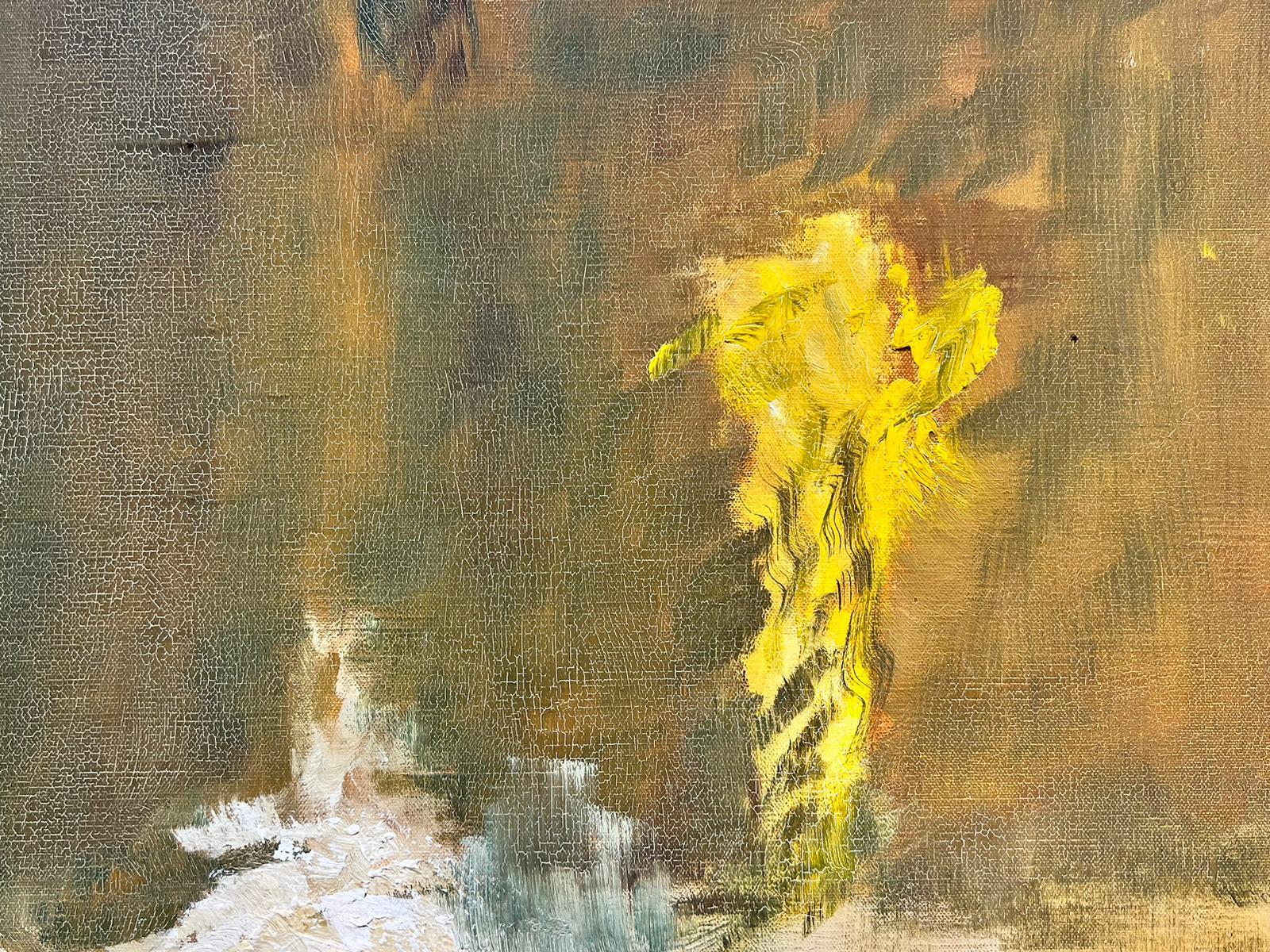 Enorme dipinto astratto francese con colori marrone beige giallo ocra, firmato in vendita 2