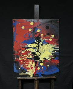 Huge French Modern Abstract Expressionist Painting Splash & Blur of Colors