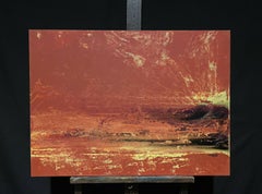 Immense peinture abstraite expressionniste moderniste française, rouge, noir et jaune