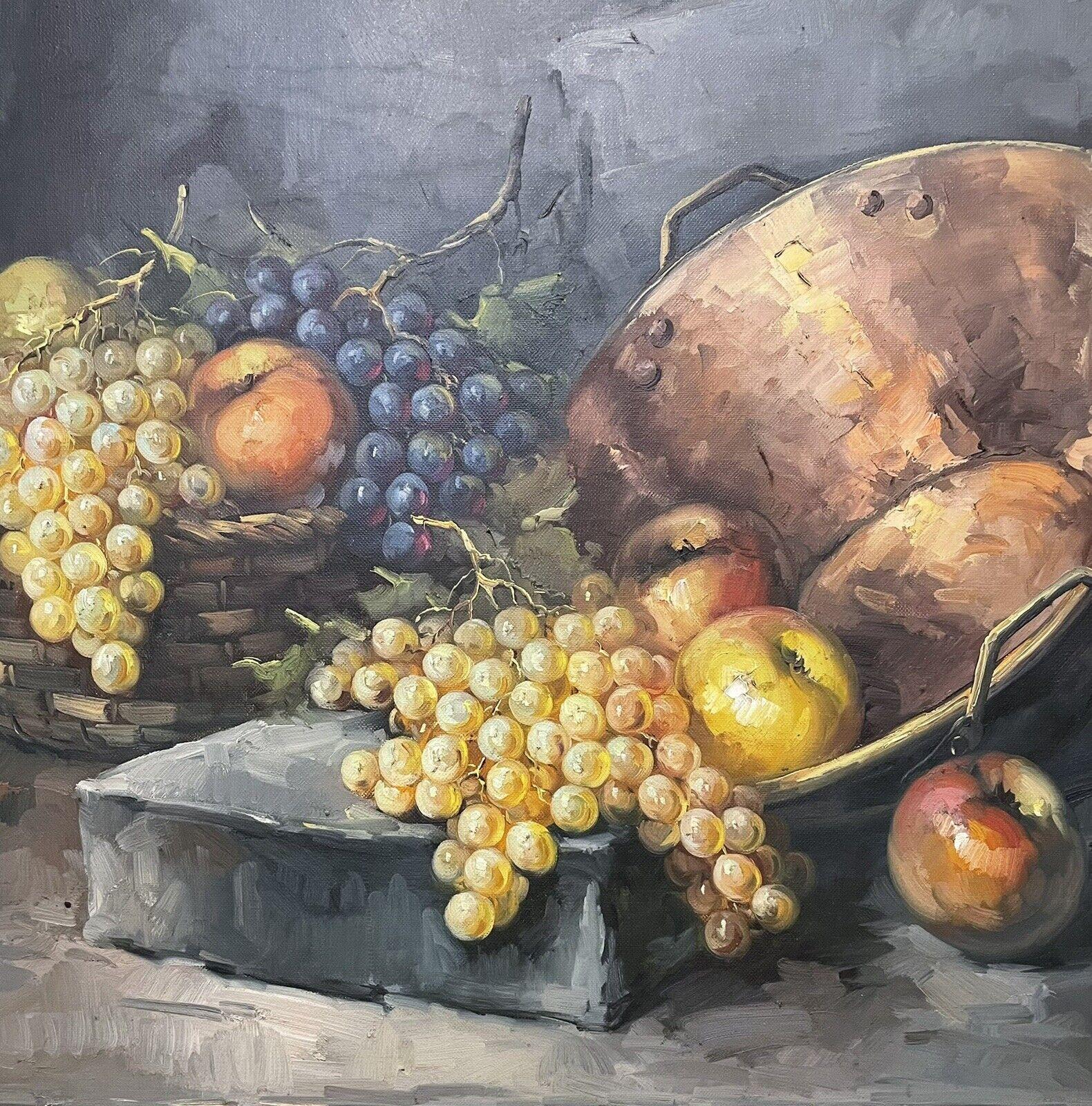 Huge French Still Life of Fruit Ornate Oil Painting in Gilt Frame 2