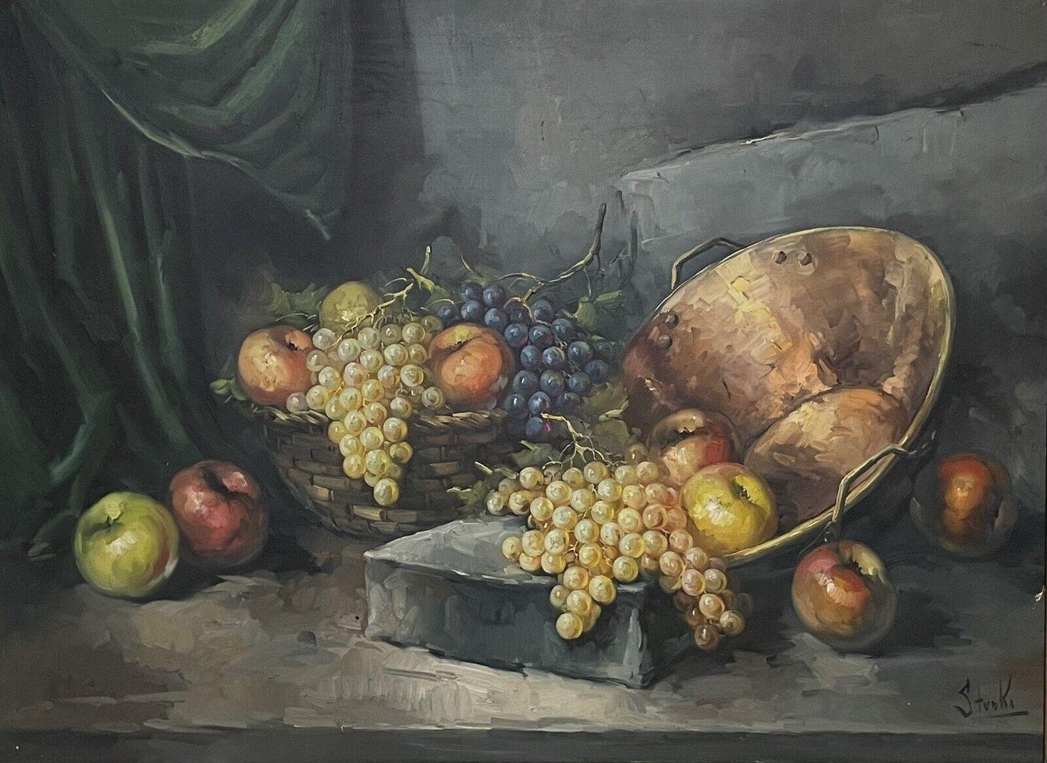 French School - Huge French Still Life of Fruit Ornate Oil Painting in Gilt  Frame at 1stDibs