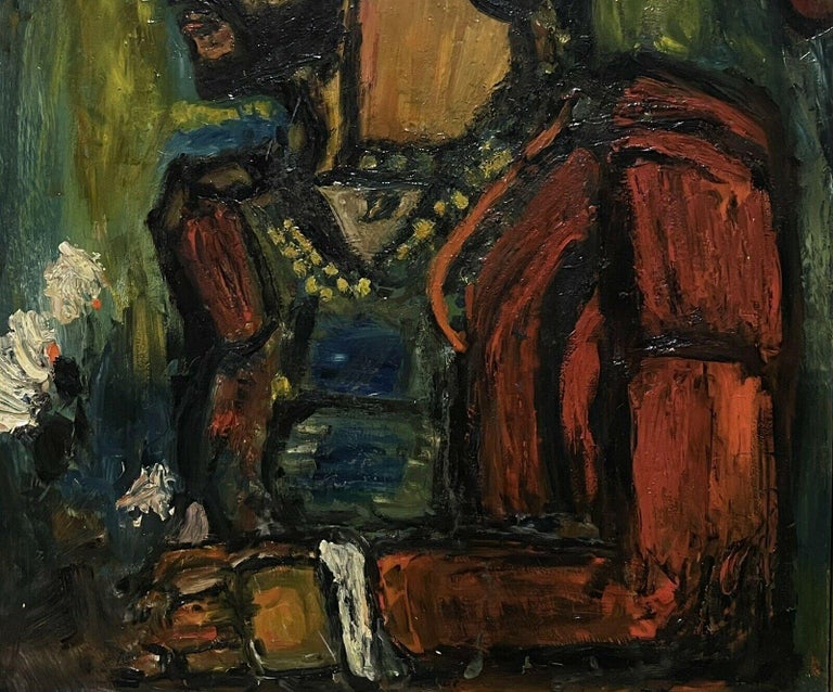 Artist/ School: French School, mid 20th century

Title: Expressionist portrait of a man

Medium: oil painting on board, framed

framed:   27.25 x 27.5 inches
canvas:   21.75 x 18 inches

Provenance: private collection, France

Condition: The