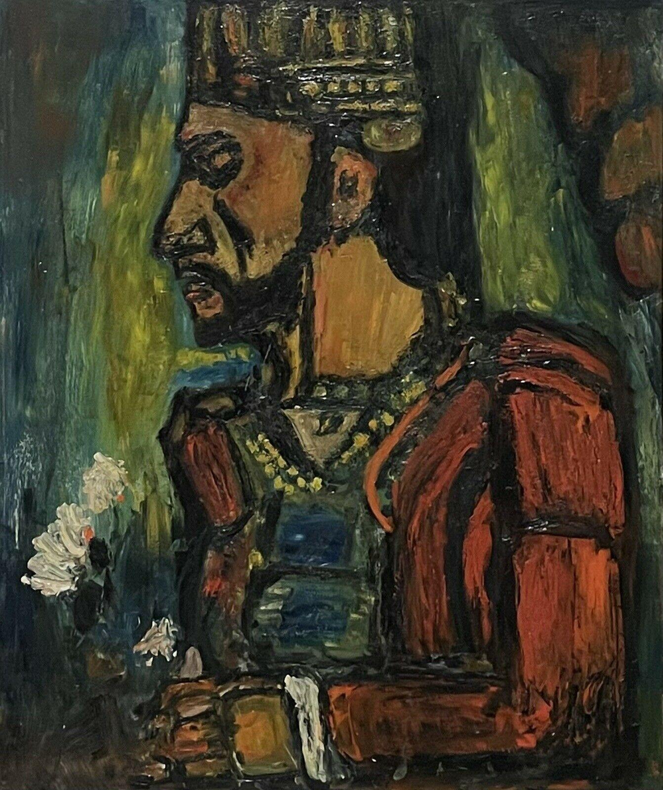 Abstract Painting French School - Portrait d'un homme expressionniste français du milieu du siècle dernier, peinture à l'huile encadrée