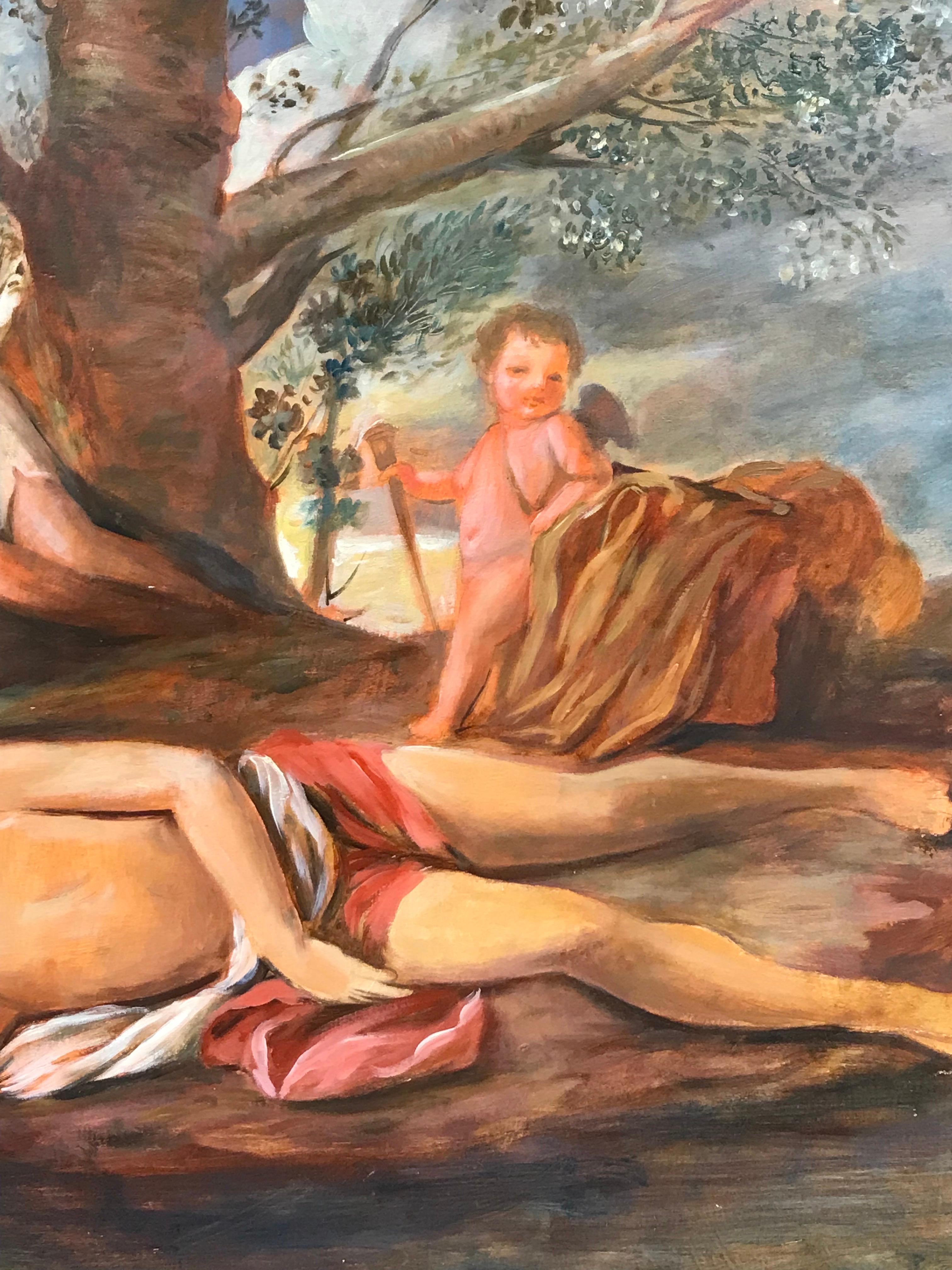 Escena mitológica Varias figuras clásicas en un paisaje - Painting Antiguos maestros de French School