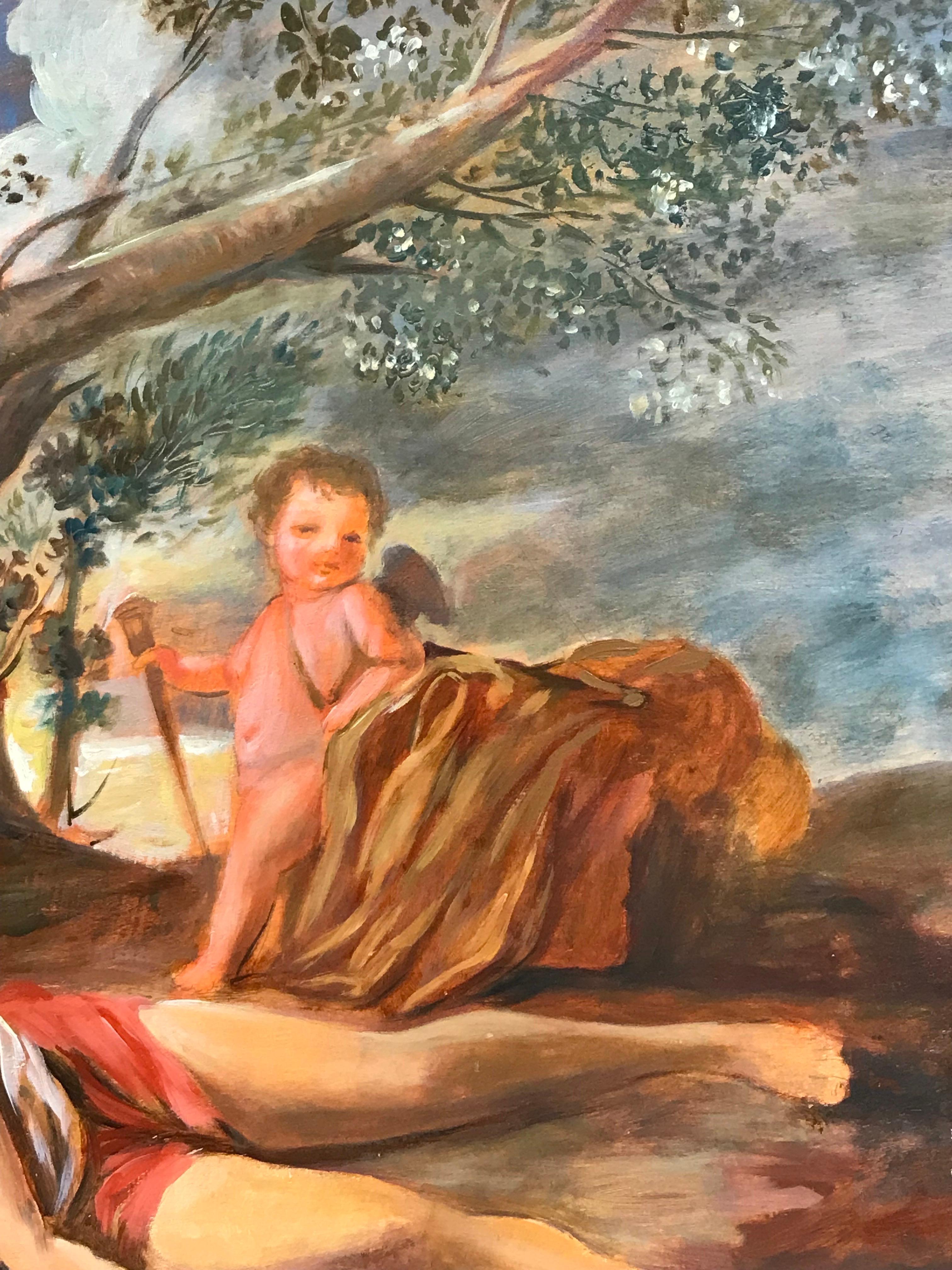 Artista/ Escuela: Escuela francesa, siglo XX

Título: Escena mitológica con figuras en paisaje clásico

Técnica: Óleo sobre tabla, sin enmarcar

Tamaño:

tablero: 19,75 x 27 pulgadas

Procedencia: colección privada, Francia

Estado de conservación: