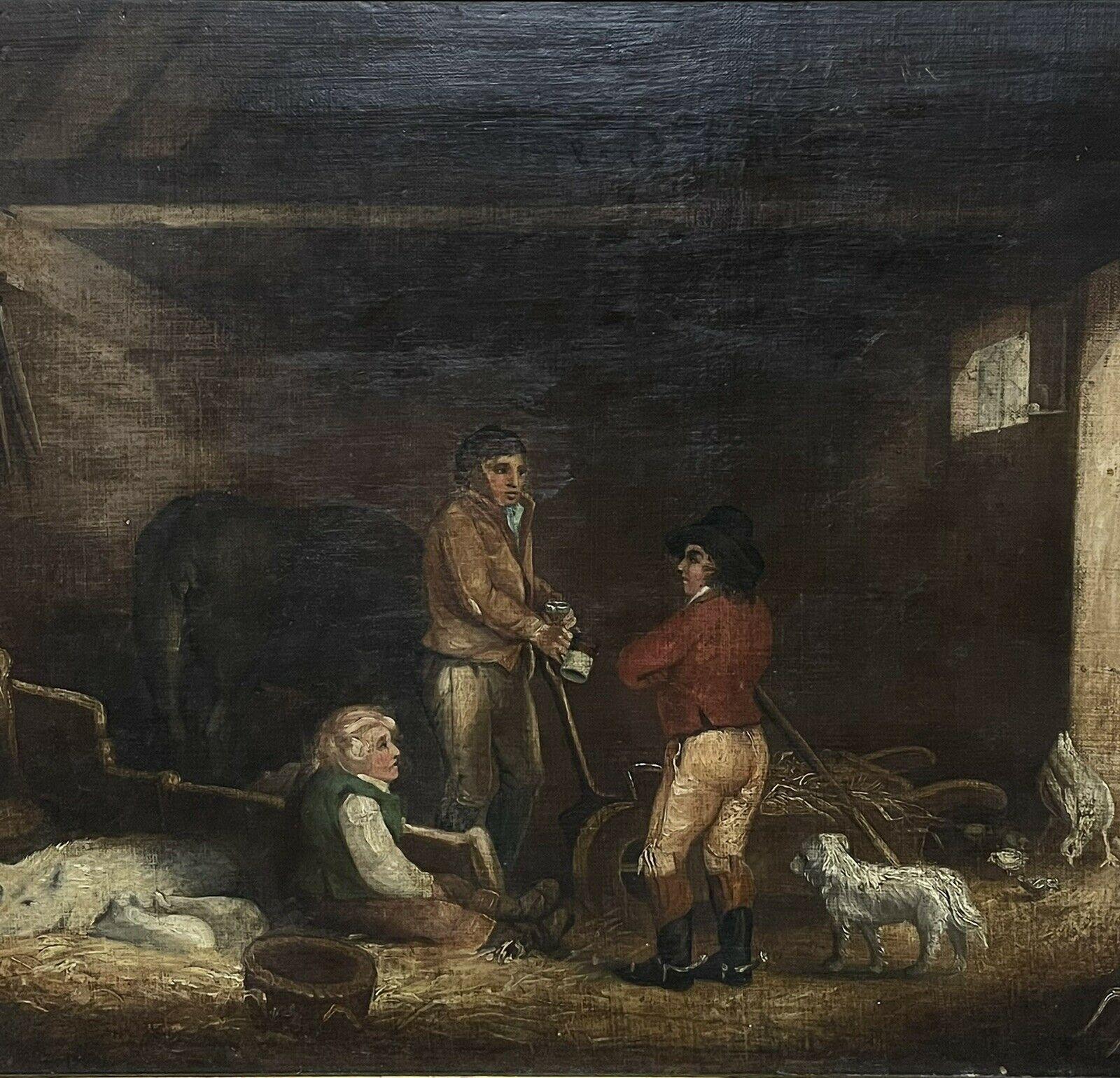 The Farmers Stable, Victorian Oil Painting  - Black Figurative Painting by French School