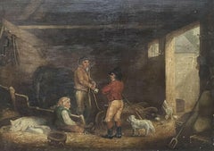 Antique The Farmers Stable, Victorian Oil Painting 