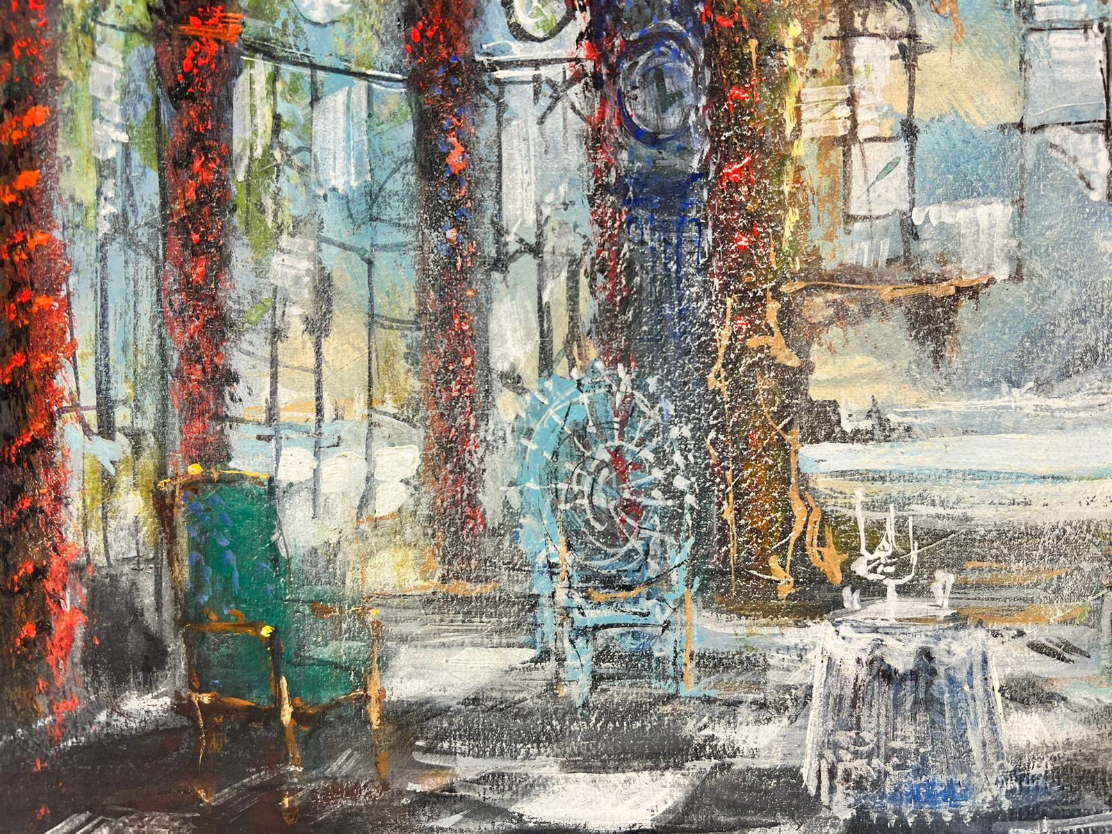 Quadro di scena teatrale francese firmato Elegante signora con abito da ballo interno in vendita 1