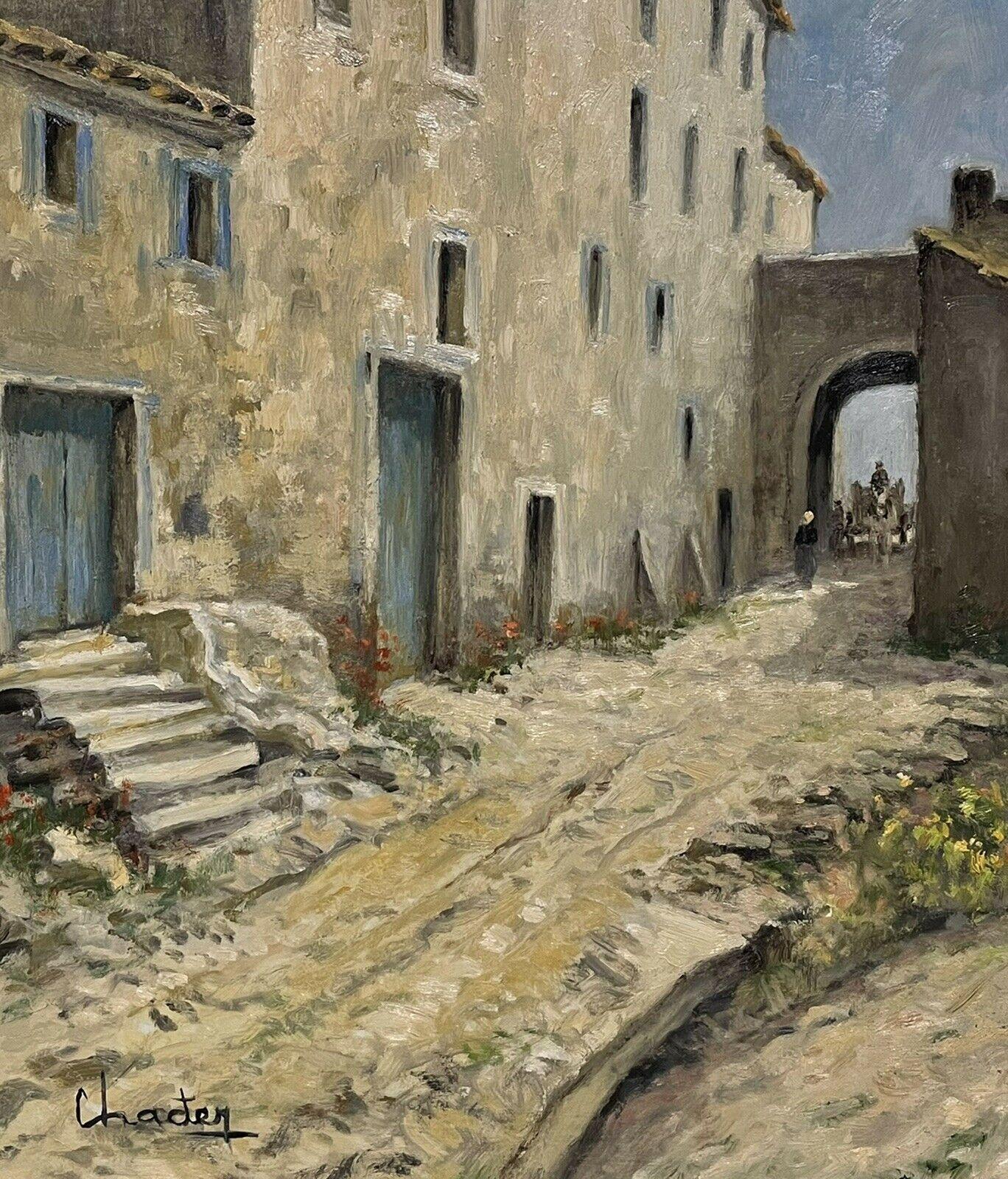 Superbe huile impressionniste française signée de style Vieux village provençal, cadre étonnant - Painting de French School