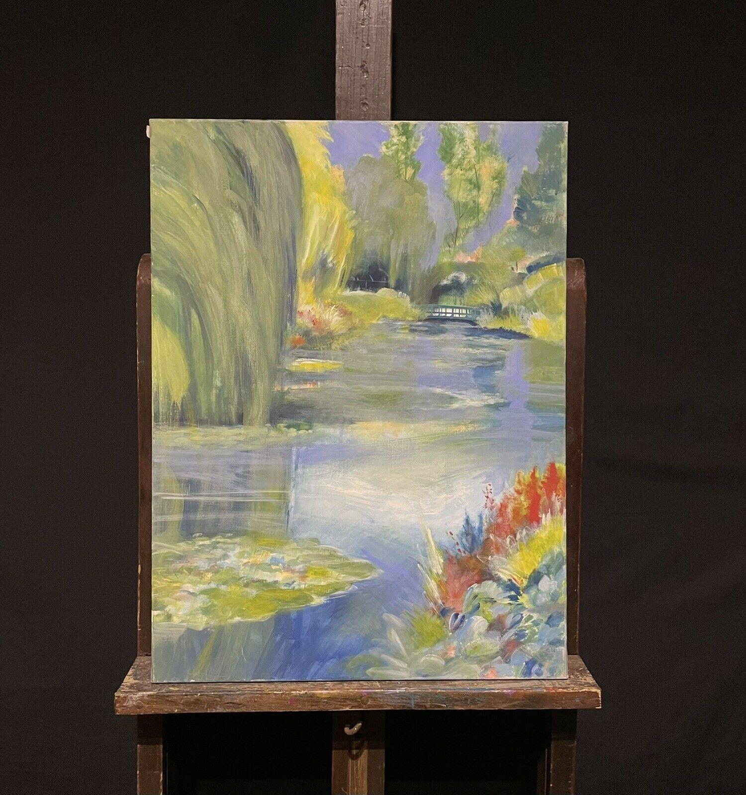 Artist/ School: French Impressionist artist, indistinctly signed to the reverse

Title: Claude Monet's Garden at Giverny

Medium: oil painting on canvas, unframed

canvas:   28.75 x 21.25 inches

Provenance: private collection, France

Condition: