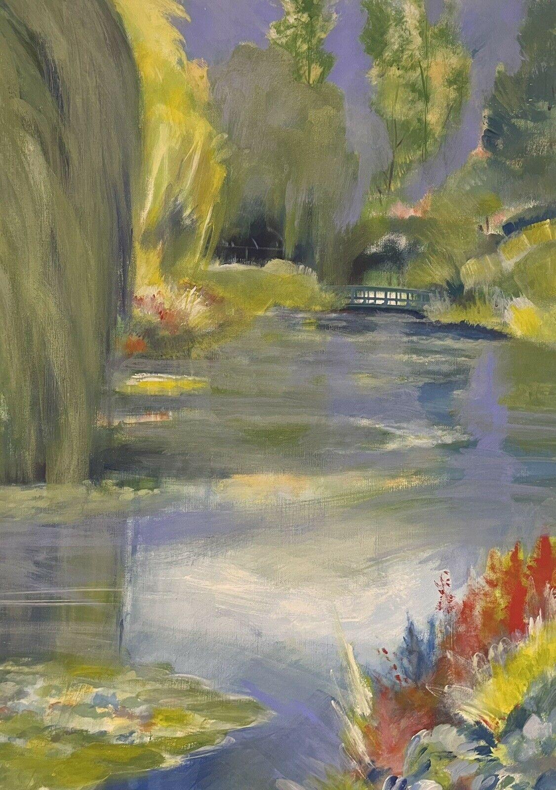 The Garden at Giverny Huge French Contemporary Oil Painting Signed & Dated 2005 For Sale 1