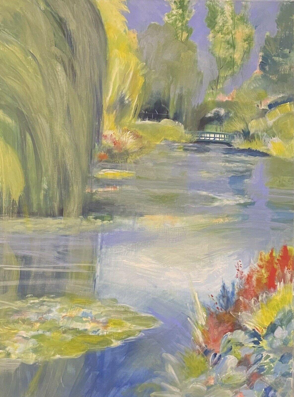 French School Landscape Painting - The Garden at Giverny Huge French Contemporary Oil Painting Signed & Dated 2005