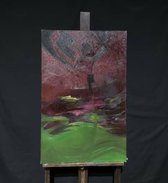 Very Large 20th Century French Expressionist Abstract Oil Painting on Canvas