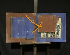 Very Large Mid Century French Cubist Abstract Oil Painting - Color & Shapes