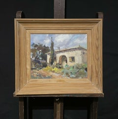 Vintage French Impressionist Signed Oil Old Provencal Stone House in Landscape