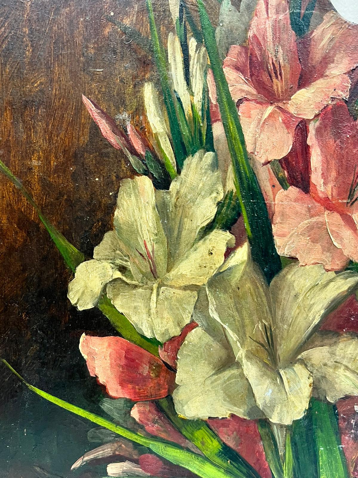 Vintage French artist’s wooden palette
Still life of flowers
oil on wood
13 x 9.5 inches approximately 
private collection, France (Provence)
the painting is in overall good and sound condition, minor surface scratching 