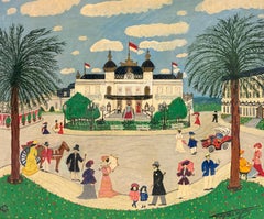 Casino de Monte Carlo Monaco Original Vintage French Signed Oil Painting