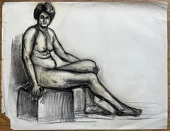 Early 20th Century Seated Female Nude Life Study Drawing